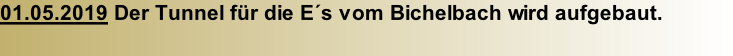 01.05.2019 Der Tunnel für die E´s vom Bichelbach wird aufgebaut.